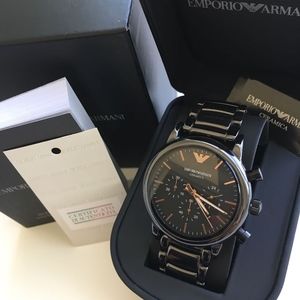 Emporio Armani | Accessories | New Emporio Armani Black Ceramic Watch Men  Ar59 | Poshmark
